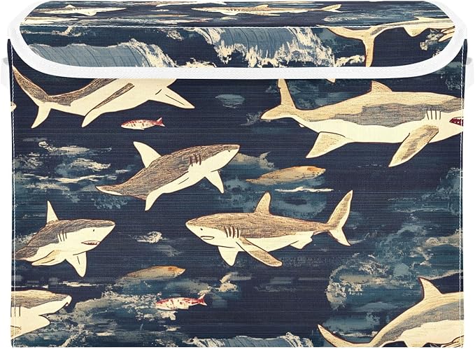 Storage Cube with Lid Japanese Fishes Print 16.5×12.6×11.8 IN 1 Pack Collapsible Large Capacity Foldable Storage Basket Bin Organizer