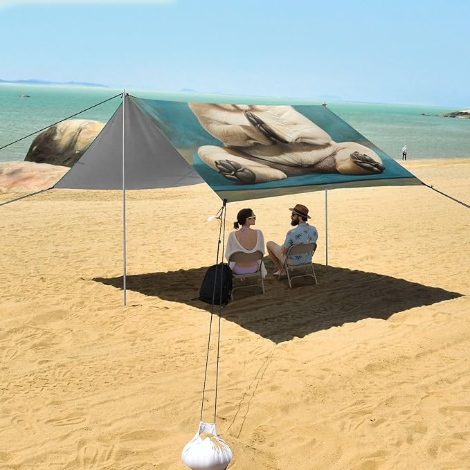 ALAZA Funny Pug Dog Yoga Beach Tent Sun Shelter Portable Canopy Sunshade for Outdoor Camping Picnics Backyard Fun 10x9 ft