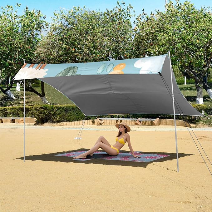 ALAZA Seamless Pattern Cute Llama Alpaca Beach Tent Sun Shelter Portable Canopy Sunshade for Outdoor Camping Picnics Backyard Fun 10x9 ft
