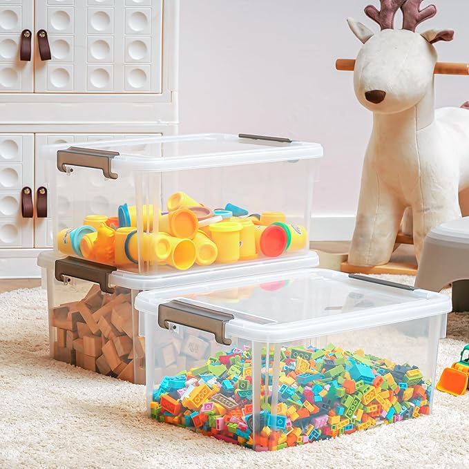 Citylife 17 QT Plastic Storage Box with Removable Tray Craft Organizers and Storage Clear Storage Container for Organizing Bead Tool Sewing Playdoh 2 Packs