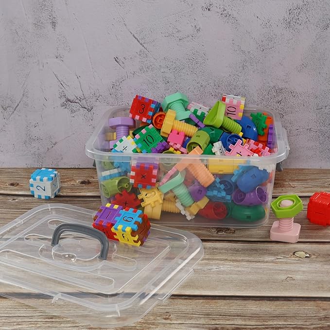 8 L Plastic Clear Storage Box 2-Pack Storage Latch Box with Lid