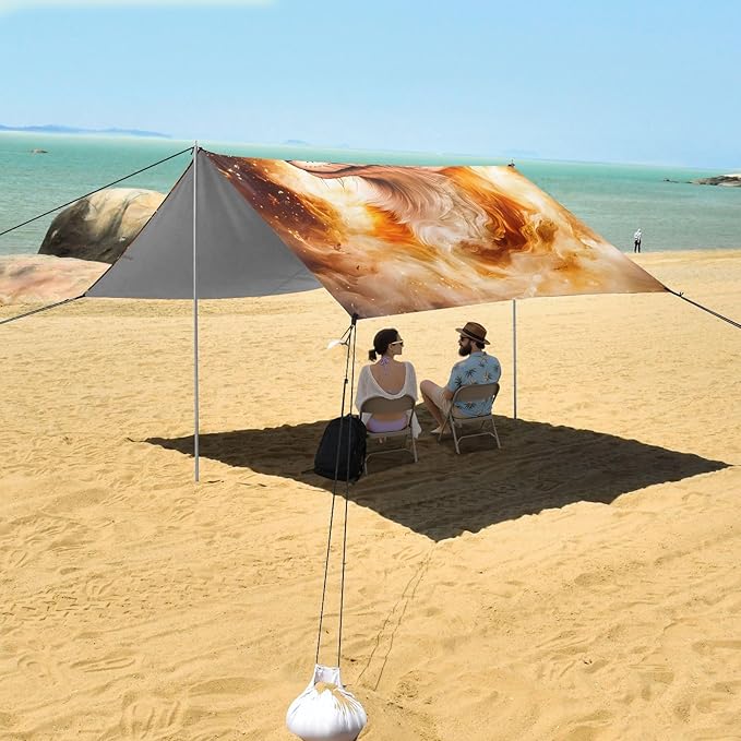 ALAZA Mysterious Fox Beach Tent Sun Shelter Portable Canopy Sunshade for Outdoor Camping Picnics Backyard Fun 10x9 ft