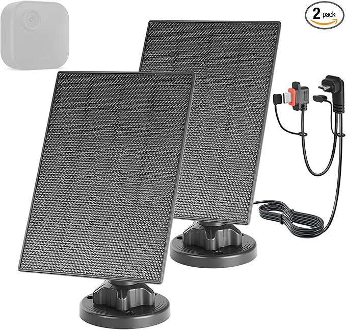 LIYVZ 3W Solar Panel for Blink Outdoor 4/3/XT2 2600mAh Battery 5V Camera Solar Charger for Blink with Built-in Rechargeable Battery 2-Pack