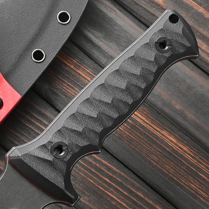 Sitivien ST35 Fixed Blade Knife AUS-10 Steel Blade G10 Handle Full Tang Knife for Outdoor Camping Hunting Fishing Survival(Black)