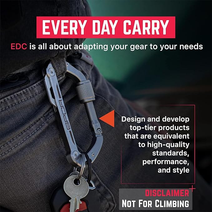 GPCA Carabiner Multitool - Carabiner Heavy Duty Key Clip for Keys Bottle Opener Screwdriver Box Cutter Ruler Keychain Clip Keychain Organizer EDC Gear for Camping &amp Hiking - Gifts for Men