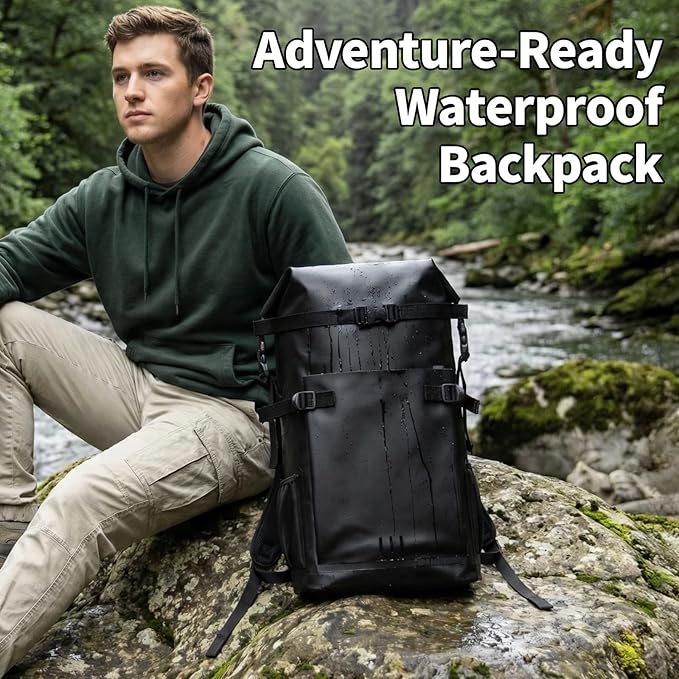Waterproof Dry BagHeavy Duty Hiking Backpack Roll-Top Closure Bag for Kayaking Hiking Camping Boating- Men/Women ﻿