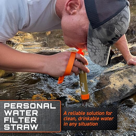 GunZee Personal Water Filter Straw Reusable Straws for Drinking Clean Filtered Water Portable &amp Lightweight Ideal for Camping Hiking Fishing and Backpacking Survival Gear and Supplies 4-P