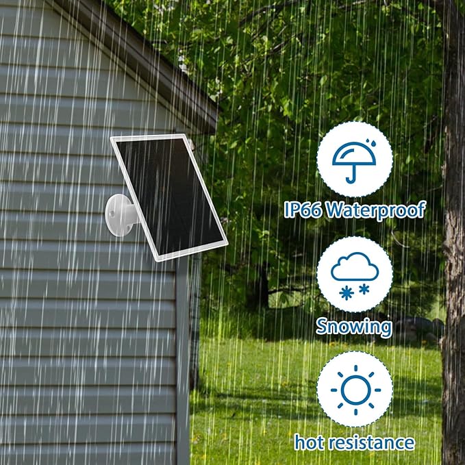 Kanayu 4 Pack Solar Panel for Security Camera Charger Compatible with Rechargeable Battery Camera 5v 6w USB Solar Panel with USB C Port Ip66 Waterproof 9.8ft Cable 360° Adjustable Mount