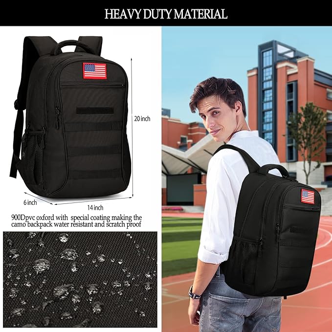 Camo BackpackBoys Backpack for Scool Military40L Army Bookbag Waterproof for Middle Elementary