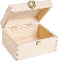 Creative Deco Wooden Storage Box Unpainted Plain | 8.42 x 5.43 x 3.93 in | Keepsake Unfinished Golden Latch &amp Lid | Unfinished Keepsake for the Office or Bedroom | Jewelry Box