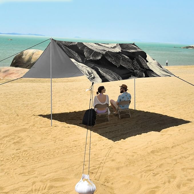 ALAZA Hand Drawn Rose Beach Tent Sun Shelter Portable Canopy Sunshade for Outdoor Camping Picnics Backyard Fun 10x9 ft