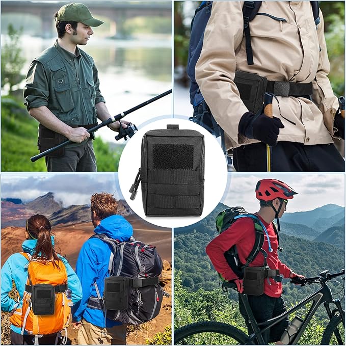 Cunno 8 Pcs Molle Pouches Tactical Molle Pouch Vest Pouch Cell Phone Belt Pouch Waterproof Waist Bag Pack Utility EDC Pouch Bag Compact Accessories Gadget Pocket Organizer
