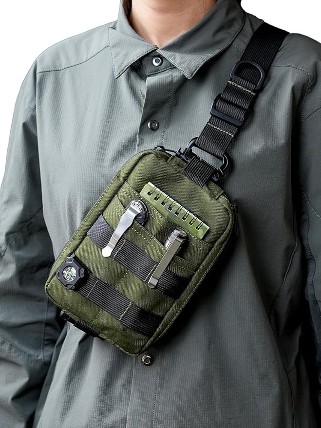 VIPERADE CHS2 Small EDC Sling Bag Tactical Fanny Pack for Men Molle Pouch Crossbody Backpack with Adjustable Shoulder Strap Utility Chest Pouch Bag for Hiking/Traveling/Bush-Craft