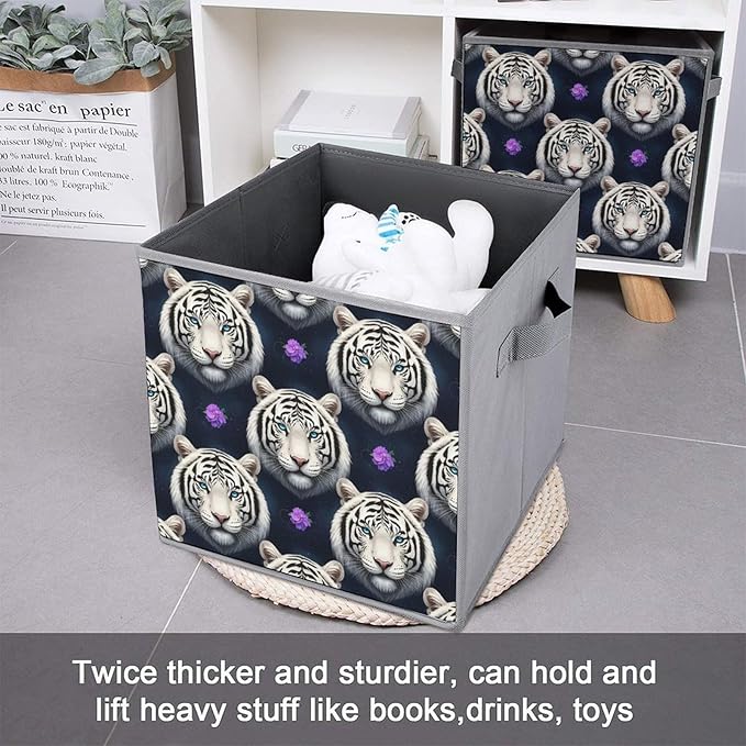 Clever Cube Storage Bins Starry Sky White Tiger Cute Practical Organizer for Small Spaces Fashionable Storage Solution