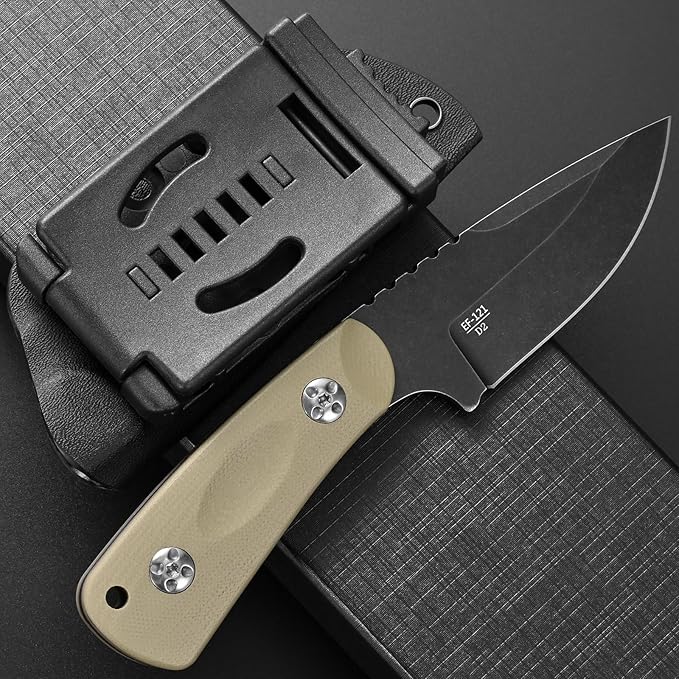 Eafengrow EF121 EDC Fixed Blade Knife D2 Blade Steel G10 Handle with Kydex Sheaths for Outdoor Activities Camping