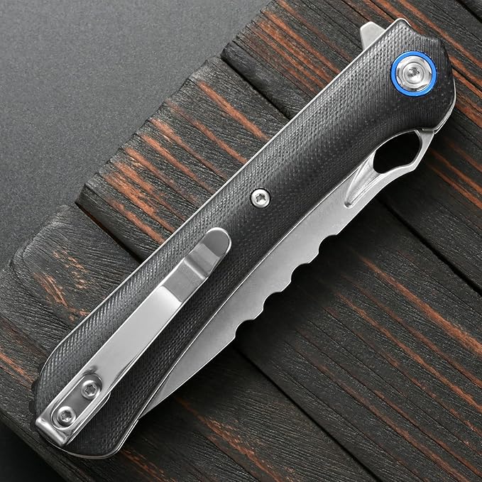 Sitivien ST145 Folding Pocket Knife14C28N Steel BladeG10 Handle EDC Tool Knife for Outdoor SurvivalCampingHikingHunting(Black) …