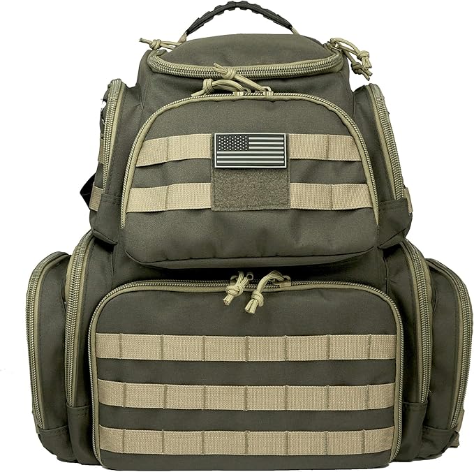 Tactical Shooting Range Backpack for Pistols HandgunsHeavy Duty Quality Gun Carrier Range Bag