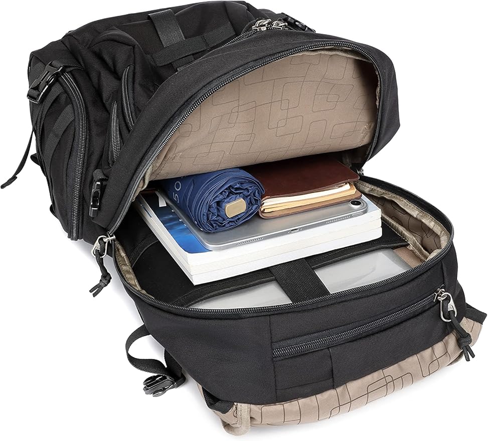 Wotony military tactical backpack nylon military MOLLE backpack 3-day Assault bag 27L backpack for men used for outdoor hiking camping and hunting (All black)