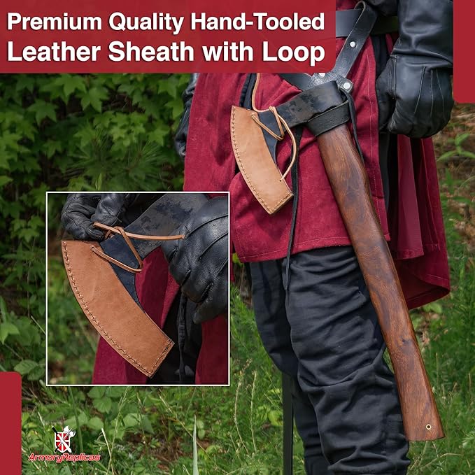 Armory Replicas™ Viking Bearded Battle Axe – Hand Forged Iron Steel Blade with Rustic Finish &amp Sheesham Wood Handle 20.75