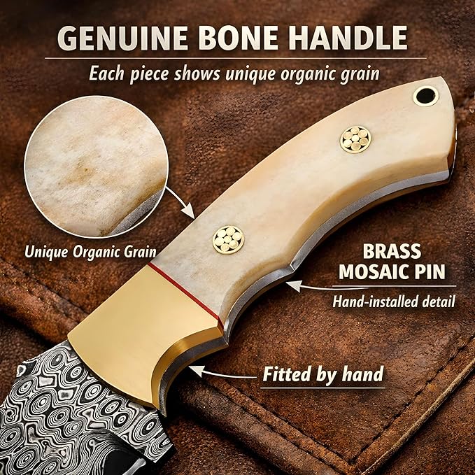 Ottoza Handmade Damascus Hunting Knife with Sheath - Fixed Blade Camping &amp Survival Knives for Men Horizontal Carry Tracker-Style Outdoor Gifts for Men 115