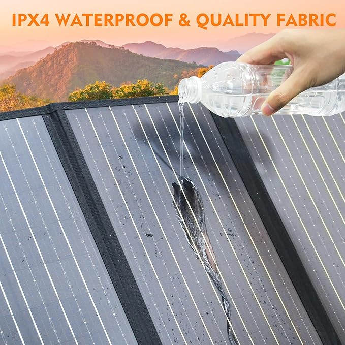 60W Solar Panel for Portable Power Station Foldable Solar Panel with 12-18V DC Output/USB QC3.0/USB C(10 Changeable DC Adapters) Portable Solar Panels for Camping Home Travel Rv