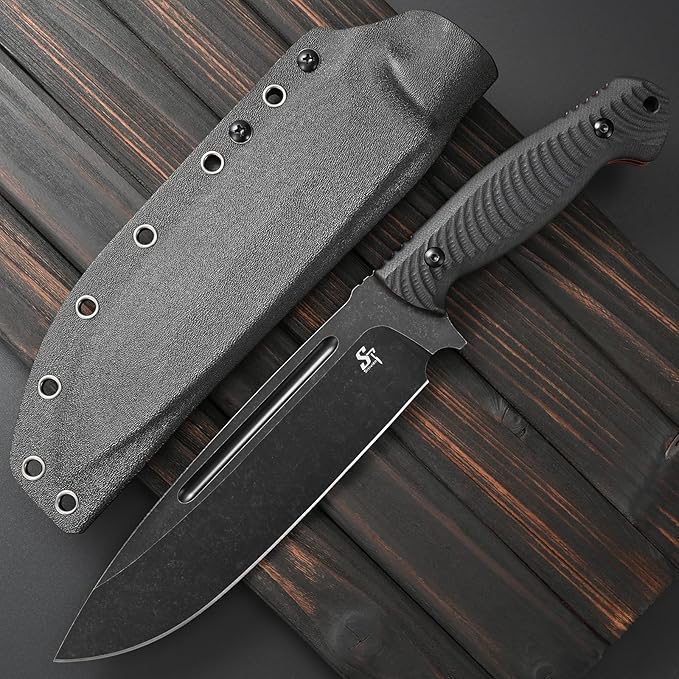 Sitivien ST27 Fixed Blade Knife 8mm Thick Sleipner Brushed Steel Blade Two Tone G10 Handle Full Tang EDC Fixed Knifes for Outdoor Camping Hunting Working