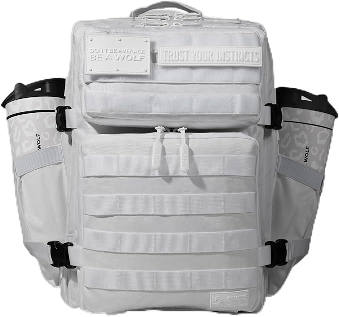 WOLFpak 35L Athletic Gym Backpack (Snow Leopard) Durable 1000D Waterproof Oxford Material with MOLLE Webbing Laptop Pocket &amp Dual Cup Holders Durable Fitness/Travel/Military Daypack