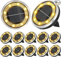 ZAIYW 12 Pack Solar Ground Lights Outdoor Waterproof Pathway Lights Solar Powered Disc Landscape Lighting for Garden Lawn Yard Walkway Deck Decoration (Warm White)