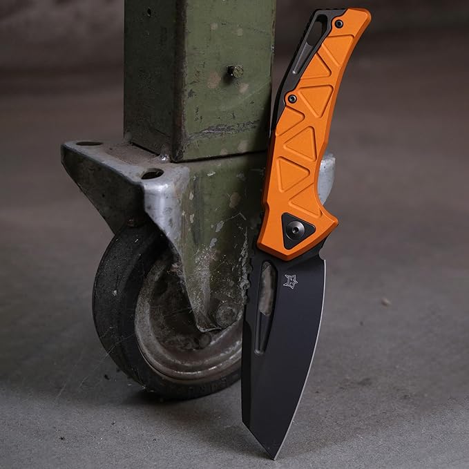 Fox Knives Chronos FX-552 ALBOR Premium Folding Knife 3.54in CPM MagnaCut Steel Blade Reverse Tanto Frame Lock Tip-up Carry EDC Pocket Knife Made in Italy (Orange Anodized Aluminum)