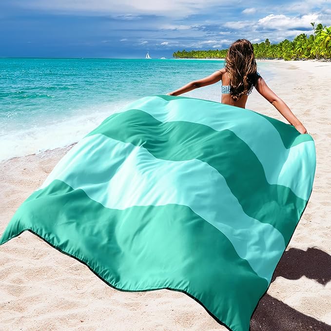 Beach Blanket Waterproof Sandproof Beach Mat 79 X 83/10'x9'for 2-8 Adults Quick Drying Outdoor Picnic Mat Beach Accessories for Travel Camping Hiking