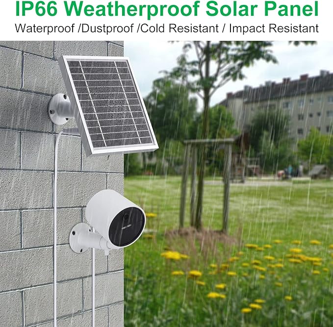 UYODM Solar Panel Compatible with SimpliSafe Outdoor Security CameraPower Your SimpliSafe Outdoor Camera continuously AL Alloy Frame Durable and Sturdy - Silver