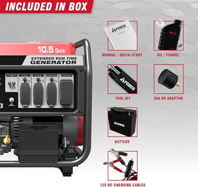 A-iPower 10000-Watt Electric Start Portable Generator Gas Powered with 420cc OHV Engine Heavy Duty Generators For Jobsite Home Use Emergency (AP10000E)