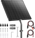 Voltset 12V Gate Opener Solar Panel：20W Solar Panels Kit for Electric Fence with Smart MPPT Controller - Waterproof Solar Battery Trickle Charger Maintainer with Tubular Bracket &amp SAE Cables