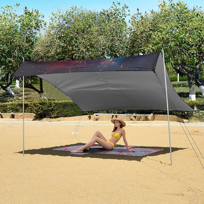 ALAZA Funny Space Starry Labrador Beach Tent Sun Shelter Portable Canopy Sunshade for Outdoor Camping Picnics Backyard Fun 10x9 ft