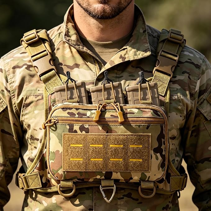 Tactical Chest Pack EDC Chest Bag Utility Molle Chest Rig Pouch with CCW Compartment Adjustable Strap Admin Pouch