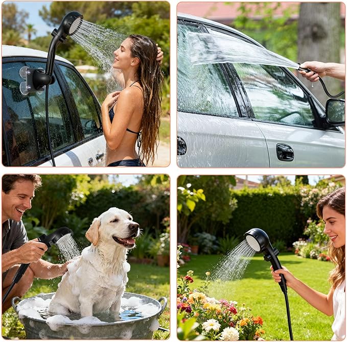 HEEPDD Portable Camping Shower Compact Outdoor Shower Kit Rechargeable with Digital Power and Temperature Display for Camping Beach Travel Pet