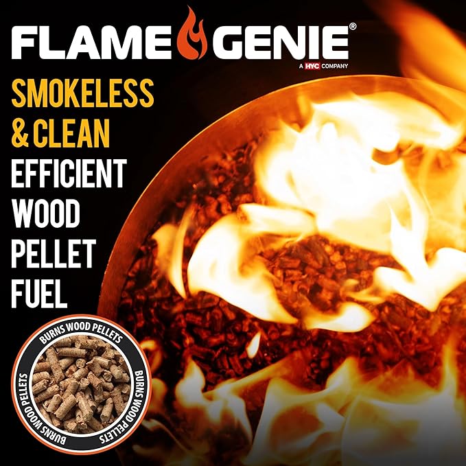 Flame Genie Portable Fire Pit - Smoke-Free Inferno Wood Pellet Fire Pit 19 Diameter Black FG-19 Smokeless Pit USA Made Black