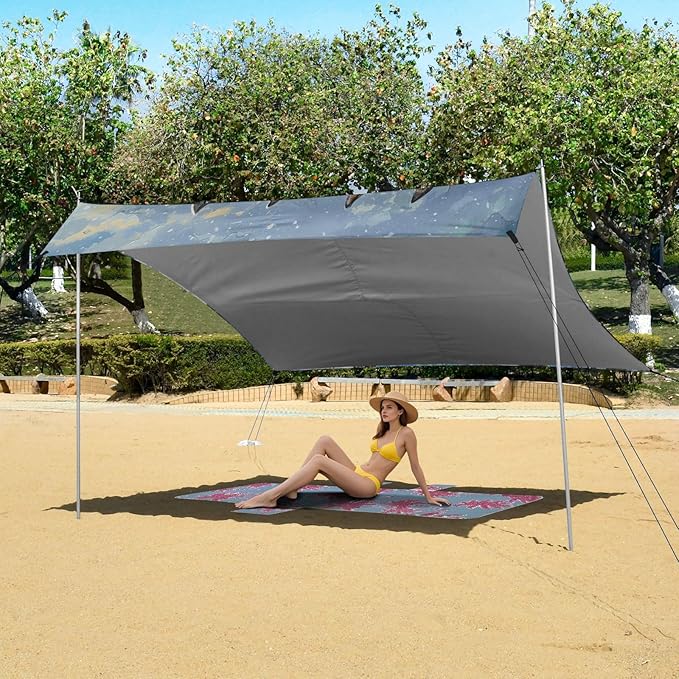 ALAZA Black and White Horses in Snow Beach Tent Sun Shelter Portable Canopy Sunshade for Outdoor Camping Picnics Backyard Fun 10x9 ft