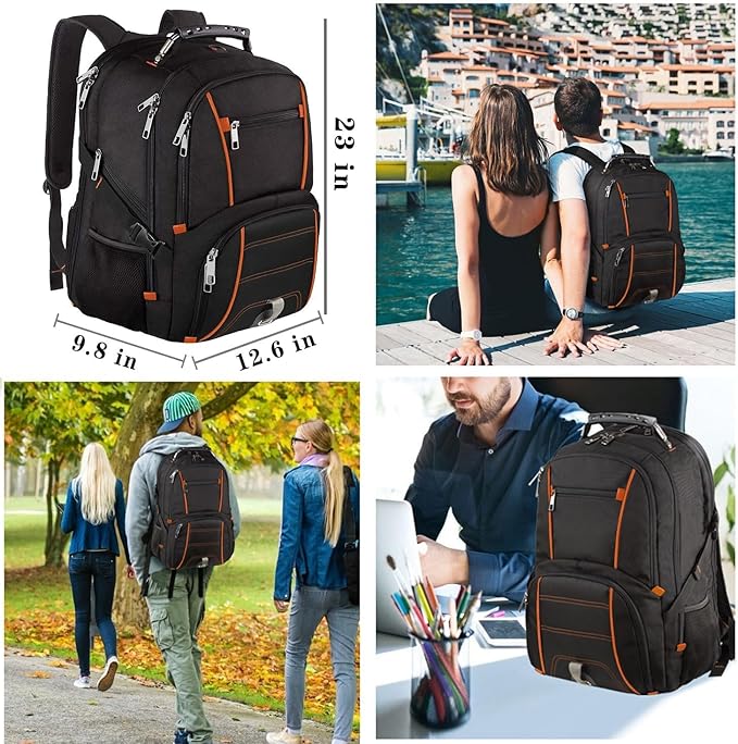 LTINVECK Extra Large BackpackTSA Friendly Travel Laptop Computer Backpack for Men WomenRFID Water Resistant Big Business Backbag Fits 17.3 Inch Laptops
