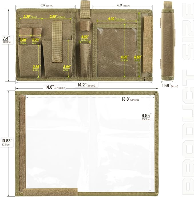 LIVANS Tactical Pouch Military Map Case Holder Army Foldable Map Storage Pouch Multifunctional for Outdoors or Hiking - 13x10 Clear Viewing Area1000D Oxford + Waterproof TPU