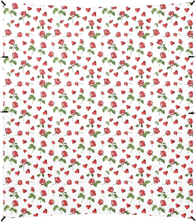 ALAZA Heart Red Rose Flower Floral Beach Tent Sun Shelter UPF50+ Protection Beach Shade Canopy w/ 4 Sandbags for Outdoor Camping Fishing Backyard Fun Picnic 10x9 ft