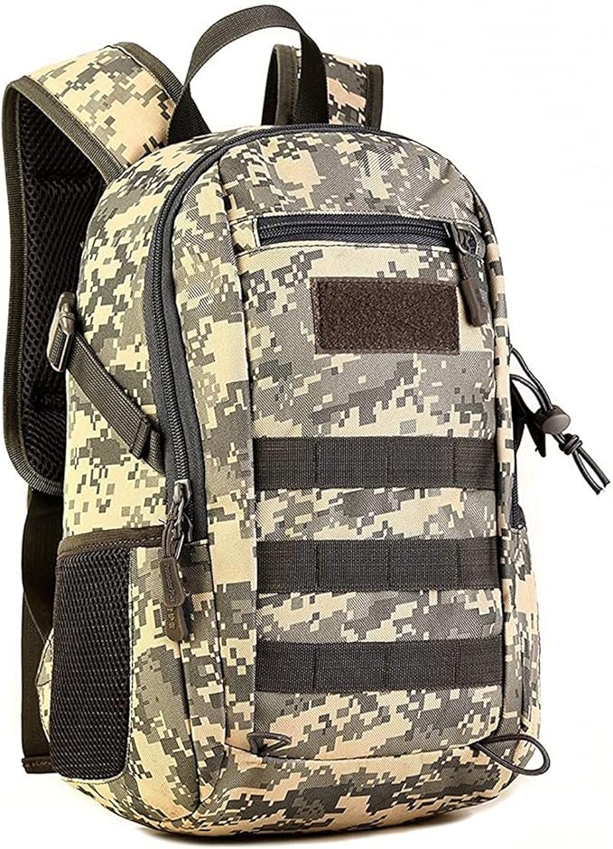 HUNTVP 10L Tactical Backpack Small Backpack Mini Daypack Military MOLLE Rucksack Gear Tactical Assault Pack Bag for Hunting Camping Trekking(10L-ACU Camouflage)