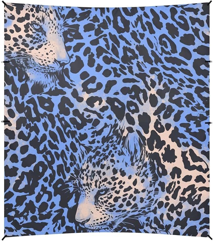 Animal Print Style Blue Beach Cabana Tent UPF50 Easy Setup Portable Sun Shelter with Sturdy Poles Sandbags and Shovel for Camping Trips Fishing Backyard Fun or Picnics