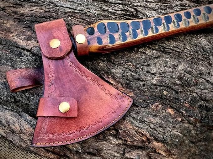Damascus Steel Axe with Leather Sheath