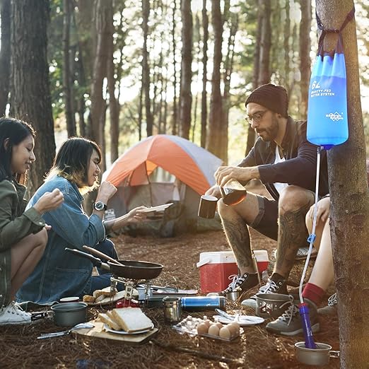 Membrane Solutions Gravity Water Filter Pro 6L NSF/ANSI 42&amp372&amp401 Certified 0.1 μm Versatile Water Purifier Camping with Adjustable Tree Strap Storage Bag Survival Gear for Emergency Prepa