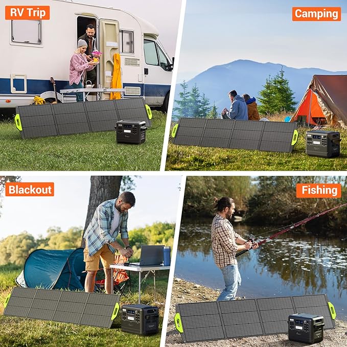 FOSSiBOT Solar Panel SP200 Foldable Solar Panel 200 Wattsfit Fossibot F2400 / F3600Pro Adjustable Kickstands for Home RV