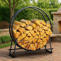 IDZO 41in Firewood Rack 400lbs Load Capacity Rust Resistant Steel Black Wood Storage