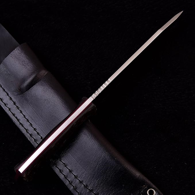Bushcraft Knife with Sheath11.5 inch Fixed-Blade Handmade Outdoor Full Tang Knives Camping Knives Hunting Knives Survival Tactical Camp Knives Made of D2 Steel (BROWN)