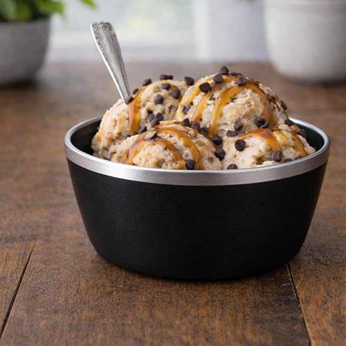 Stainless Steel Insulated Bowls - Set of 4-20 Oz Double Wall Metal Bowls for Ice Cream Soup Cereal Snack Rice Dish Camping (Assorted 1 (Black White Blue Natural))