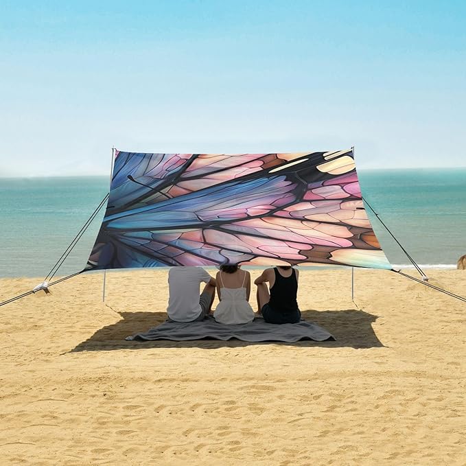 ALAZA Butterfly Wings Beach Tent Sun Shelter Portable Canopy Sunshade for Outdoor Camping Picnics Backyard Fun 10x9 ft